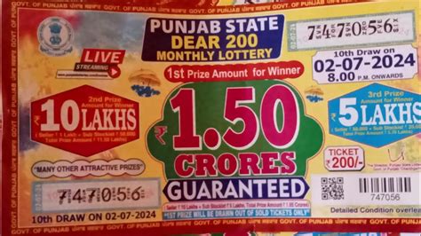 punjab state dear 200 monthly lottery 1.50 crores